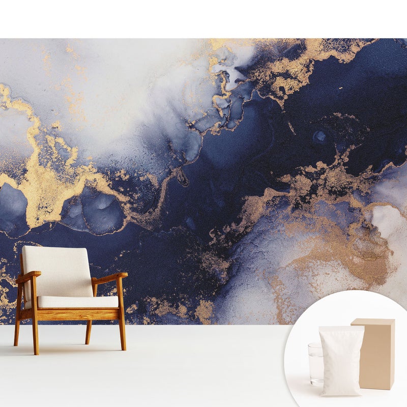 Tapeta flizelinowa stylowa dekoracja ściany elegancka trwała nowoczesny motyw - Abstrakcyjne granaty beże elegancja - 312x219