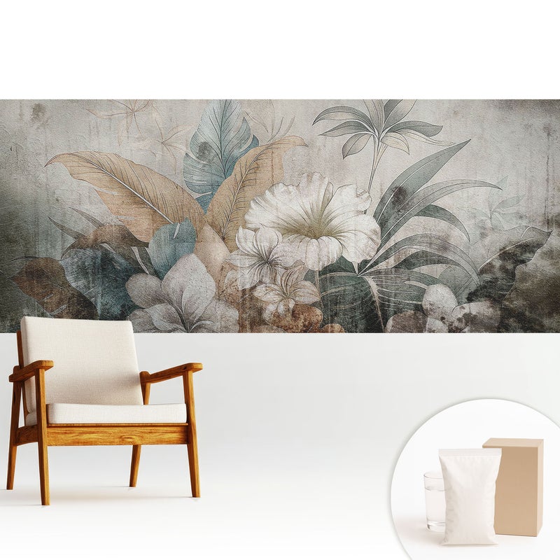 Tapeta dekoracyjna flizelinowa stylowa elegancka nowoczesny motyw trwała i odporna - Rustykalna kwiatowa kompozycja marzeń - 250x104