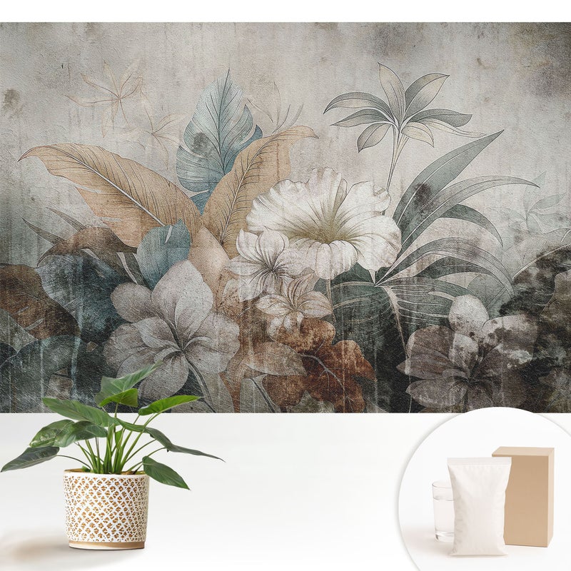 Tapeta dekoracyjna flizelinowa stylowa elegancka nowoczesny motyw trwała i odporna - Rustykalna kwiatowa kompozycja marzeń - 152x104