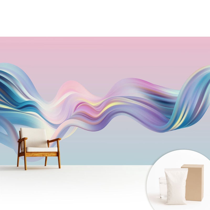 Tapeta flizelinowa nowoczesna dekoracyjna elegancka stylowa trwała i łatwa w montażu - Pastelowa abstrakcja fal - 416x254