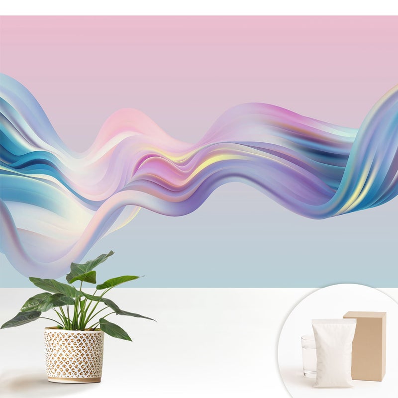 Tapeta flizelinowa nowoczesna dekoracyjna elegancka stylowa trwała i łatwa w montażu - Pastelowa abstrakcja fal - 152x104