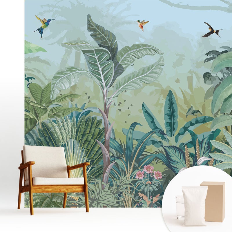 Tapeta flizelinowa elegancka dekoracyjna stylowa nowoczesny motyw trwała powierzchnia - Egzotyczna dżungla pełna zieleni - 250x250