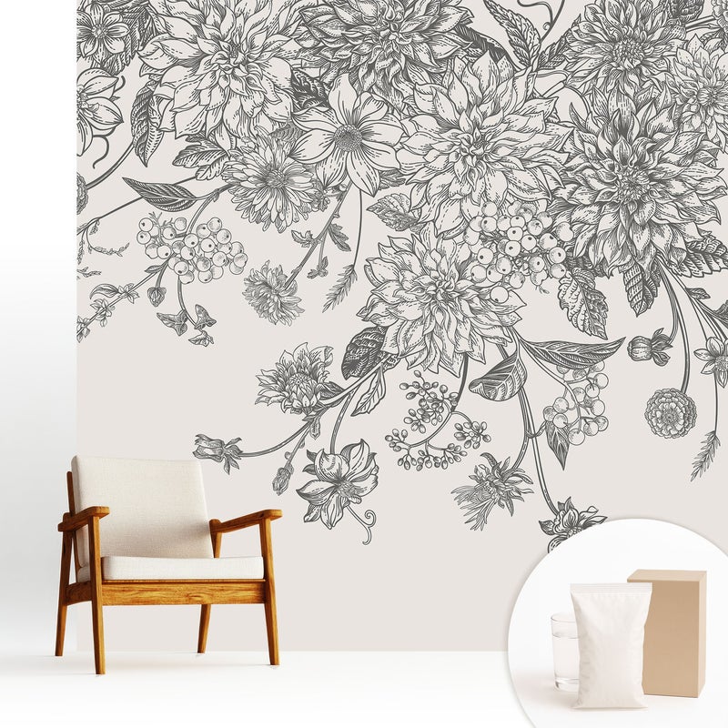 Tapeta flizelinowa stylowa dekoracja ściany elegancka nowoczesna trwała i praktyczna - Kwiaty elegancja harmonia natury - 250x250