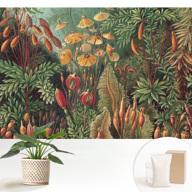 Tapeta dekoracyjna z flizeliny stylowa nowoczesny motyw elegancka powierzchnia odporna - Egzotyczna roślinność w harmonijnej kompozycji - 152x104
