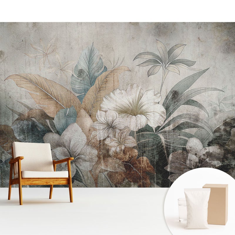 Tapeta dekoracyjna flizelinowa stylowa elegancka nowoczesny motyw trwała i odporna - Rustykalna kwiatowa kompozycja marzeń - 312x219