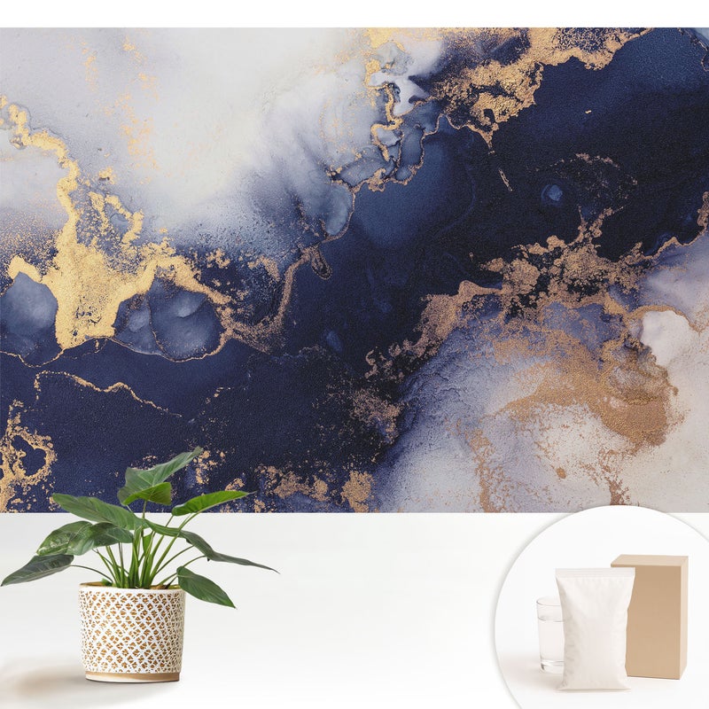 Tapeta flizelinowa stylowa dekoracja ściany elegancka trwała nowoczesny motyw - Abstrakcyjne granaty beże elegancja - 152x104