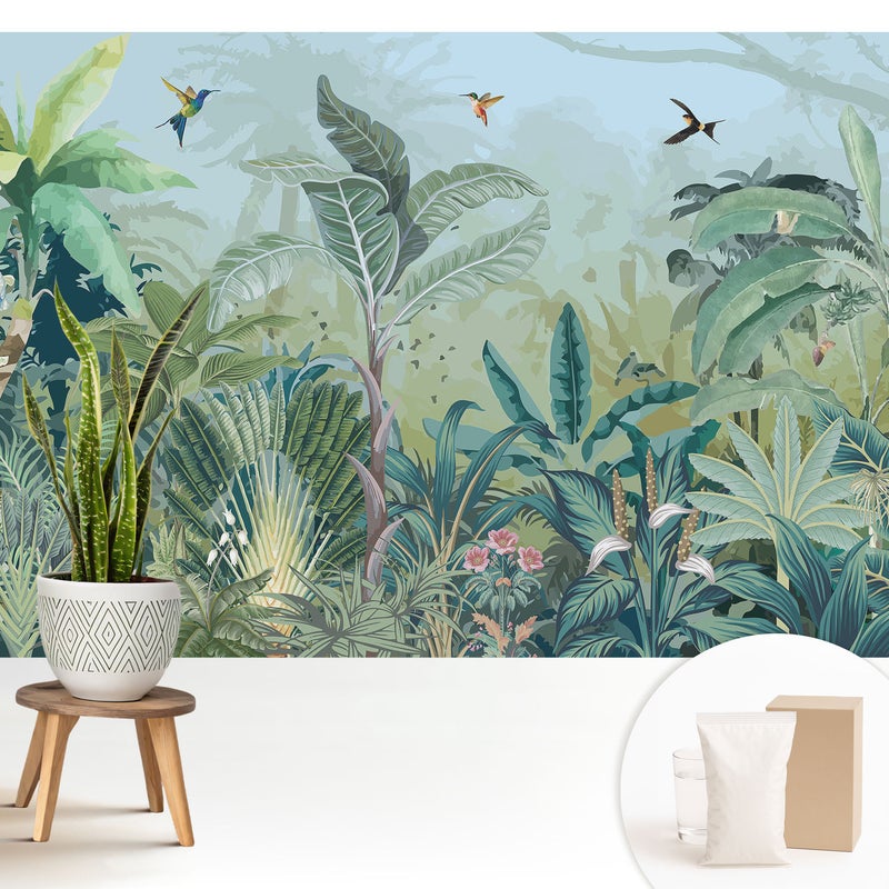 Tapeta flizelinowa elegancka dekoracyjna stylowa nowoczesny motyw trwała powierzchnia - Egzotyczna dżungla pełna zieleni - 208x146