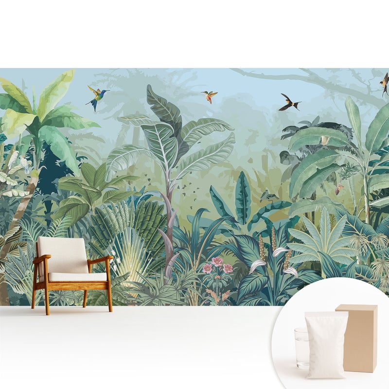 Tapeta flizelinowa elegancka dekoracyjna stylowa nowoczesny motyw trwała powierzchnia - Egzotyczna dżungla pełna zieleni - 416x254