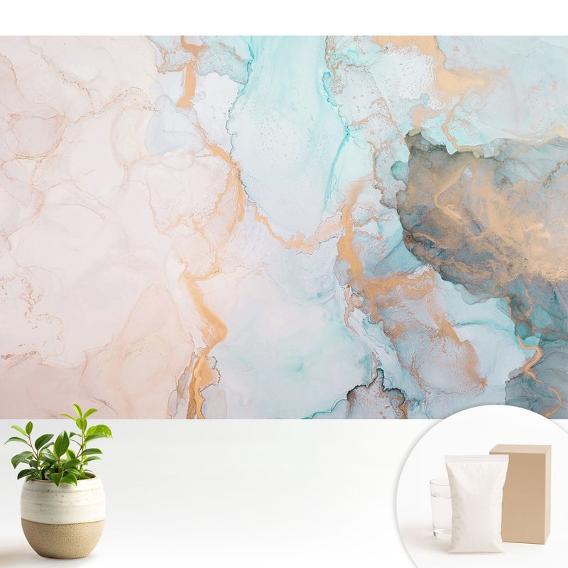 Tapeta dekoracyjna flizelinowa elegancka nowoczesny motyw stylowa praktyczna powierzchnia - Barwy nieba i ziemi w płynnej abstrakcji - 104x70