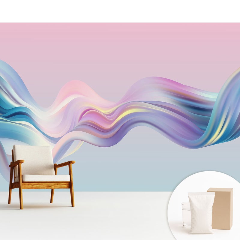 Tapeta flizelinowa nowoczesna dekoracyjna elegancka stylowa trwała i łatwa w montażu - Pastelowa abstrakcja fal - 312x219