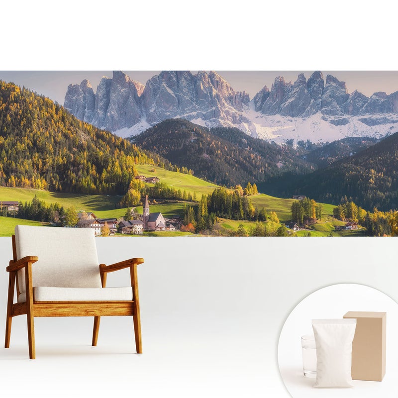 Tapeta dekoracyjna flizelinowa stylowa nowoczesny motyw elegancka powierzchnia odporna - Górska wioska z malowniczym krajobrazem - 250x104