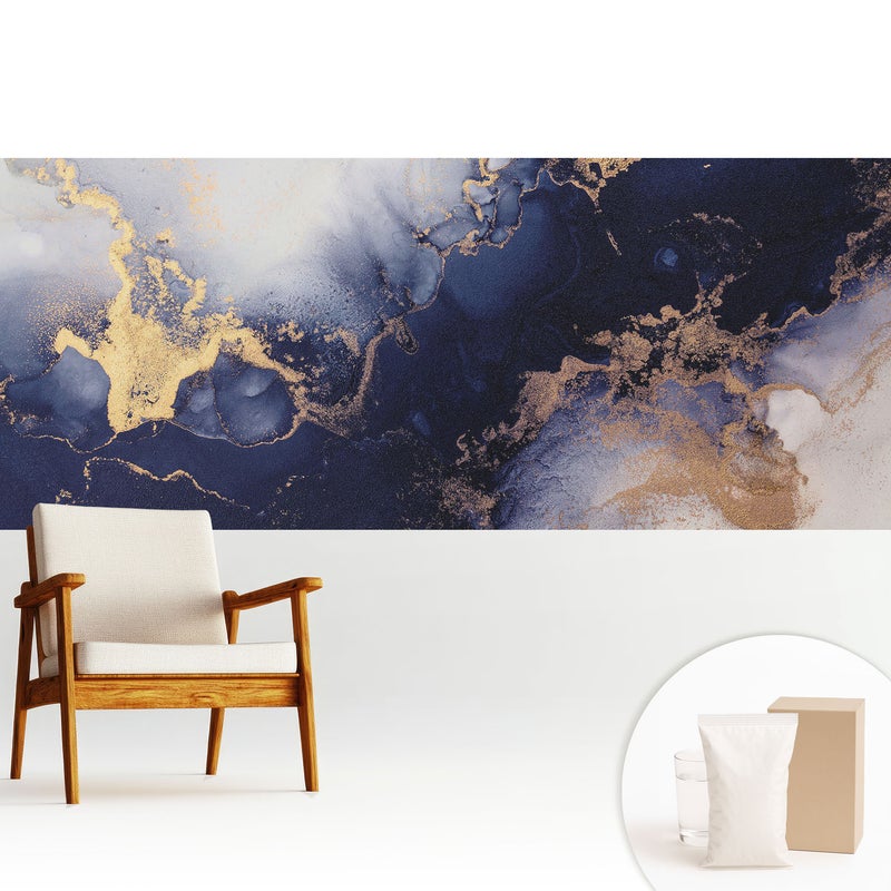 Tapeta flizelinowa stylowa dekoracja ściany elegancka trwała nowoczesny motyw - Abstrakcyjne granaty beże elegancja - 250x104