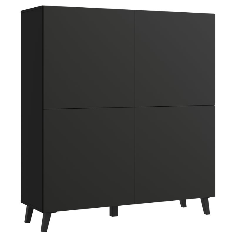 Wysoka komoda LOKET 120 cm czarny grafit/ czarne nóżki