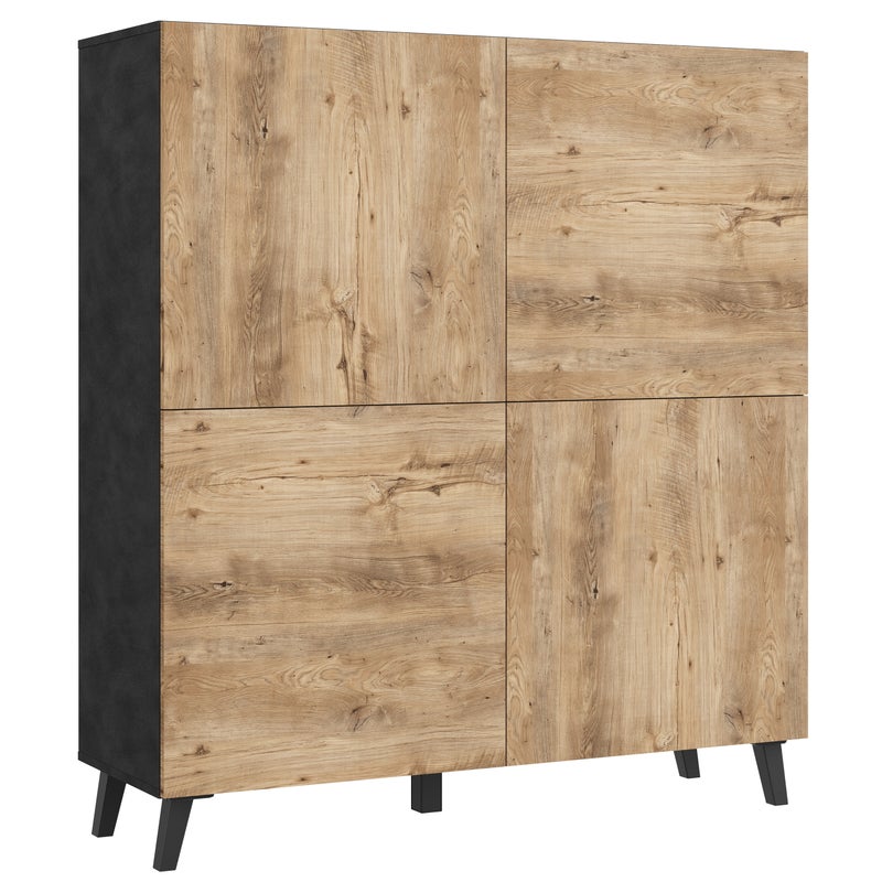 Wysoka komoda LOKET 120 cm matera/kastanien breslau/czarne nóżki