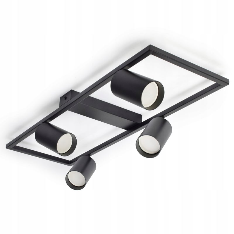 Lampa Sufitowa Natynkowa 4xGU10 LED Spot Czarna Ruchoma Reflektor Ramka