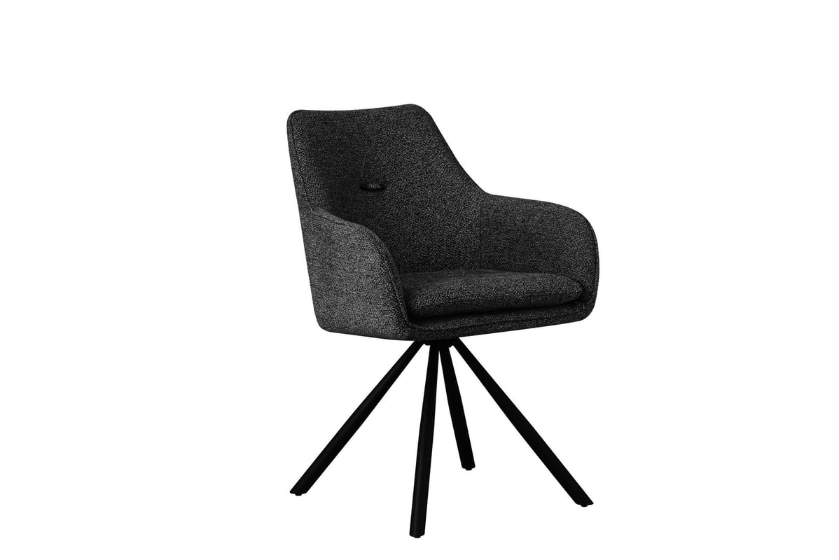 Zestaw 4 obrotowych krzeseł do jadalni z włókna syntetycznego, kolor czarny