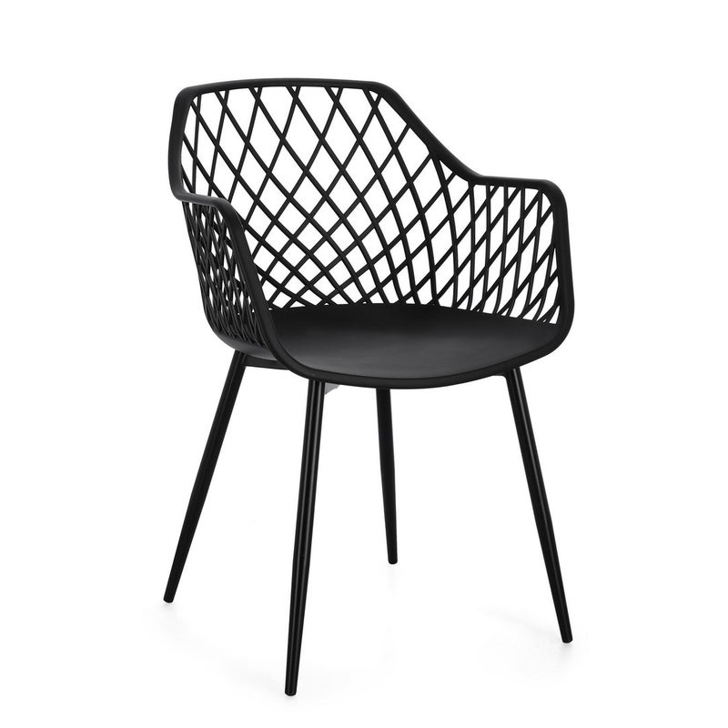 Zestaw 4 krzeseł do jadalni ze stali i czarnego polipropylenu