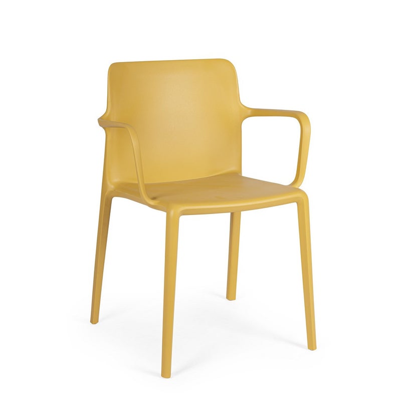 Żółte krzesło do jadalni ze stali i polipropylenu