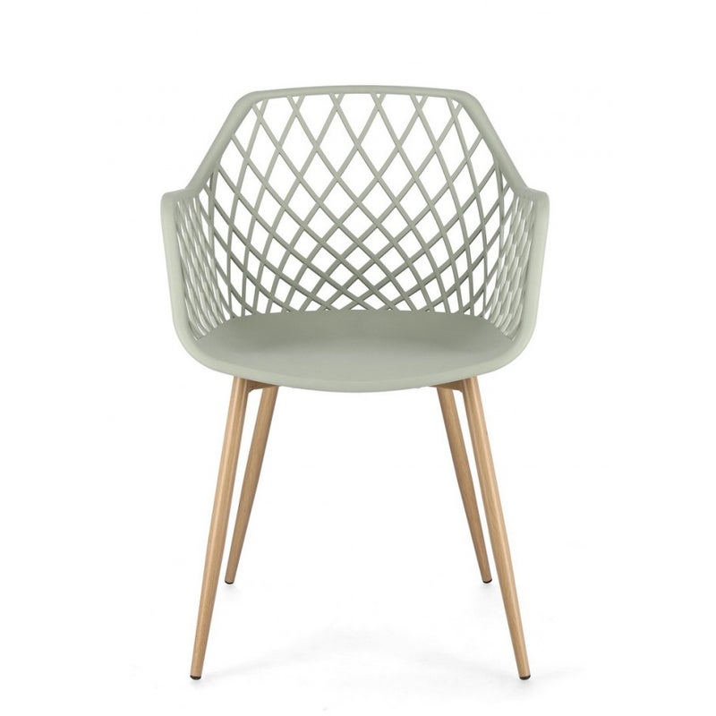 Zielone krzesło do jadalni ze stali i polipropylenu