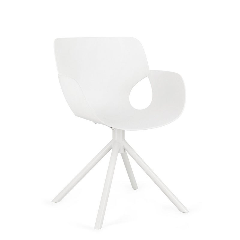 Zestaw 4 krzeseł do jadalni ze stali i białego polipropylenu