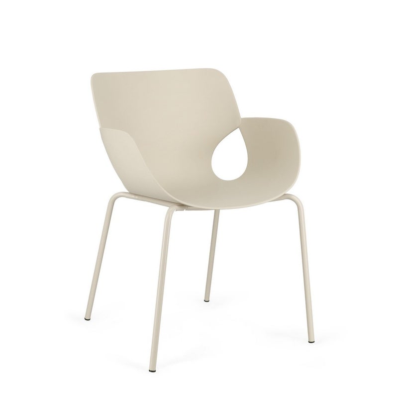 Zestaw 6 beżowych krzeseł do jadalni ze stali i polipropylenu