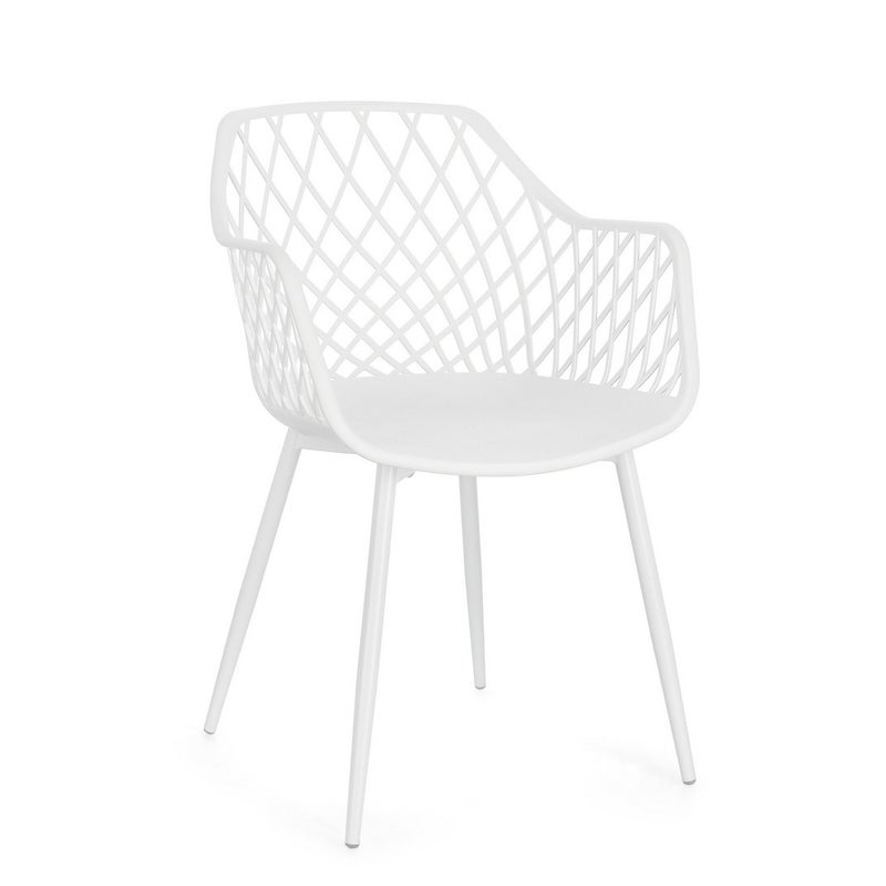 Zestaw 2 krzeseł do jadalni ze stali i białego polipropylenu