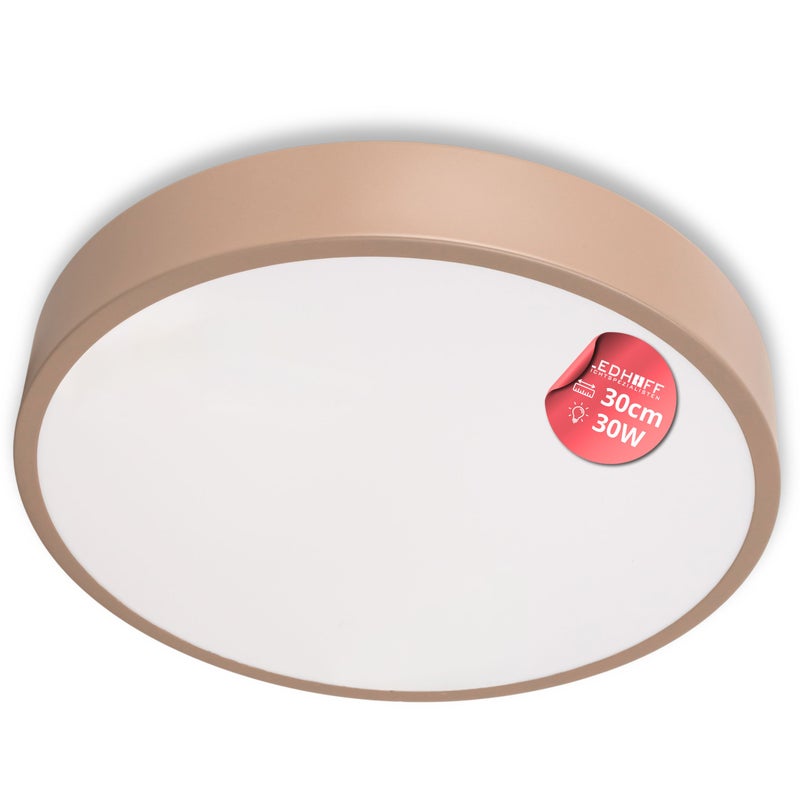Plafon Beżowy LED - Lampa Sufitowa Okrągła 30W Neutralne Światło 4000K - Panel Natynkowy Kaszmirowy 30cm - LEDHOFF