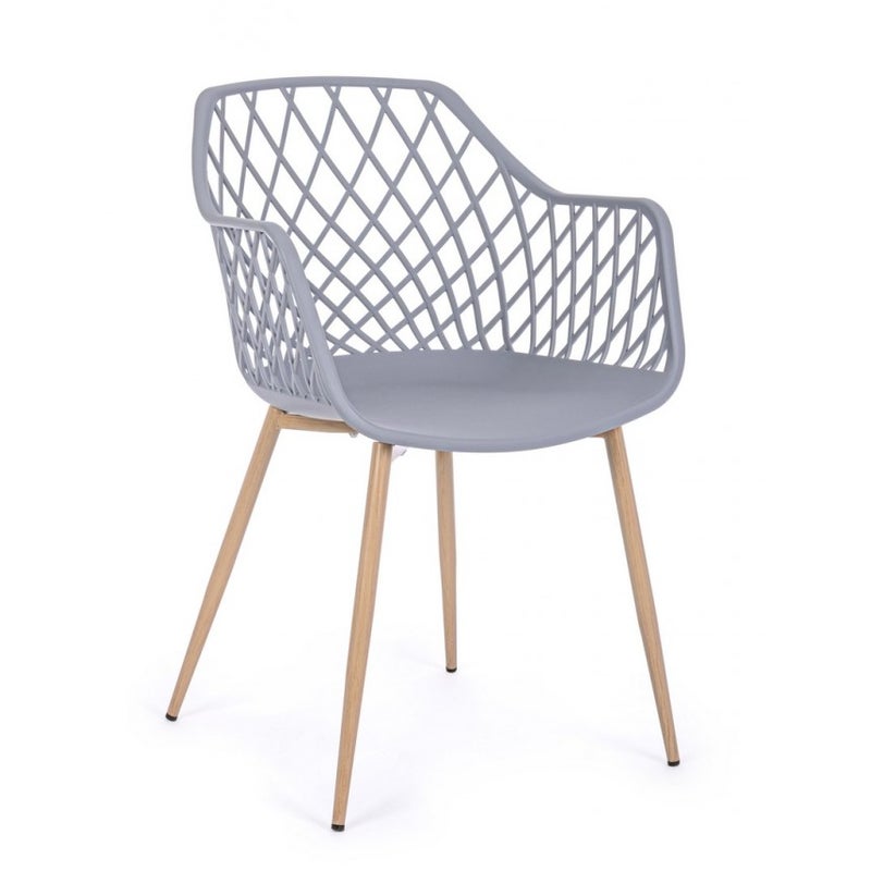 Zestaw 6 krzeseł do jadalni ze stali i szarego polipropylenu