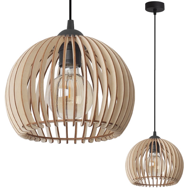 Lampa sufitowa wisząca Timber loft boho 1xE27 kula 12x17cm czarny/beżowy Light Home LH