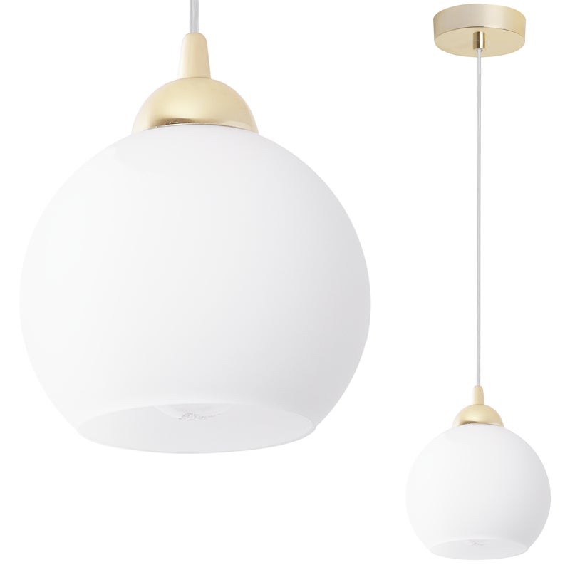 Lampa sufitowa wisząca Eliza White glamour linka transparentna 1xE27 biały/złoty Light Home LH