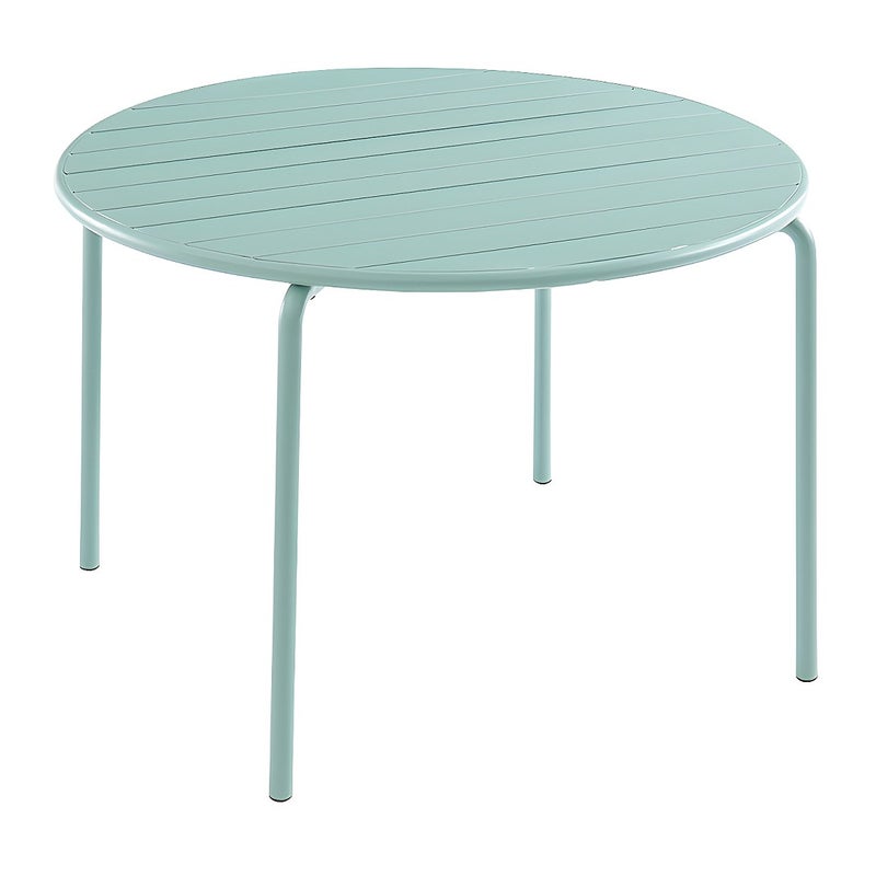 Okrągły stół ogrodowy z metalu – śr. 110 cm – kolor zielony migdał - MIRMANDE