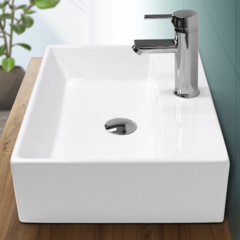 ECD Germany umywalka umywalka 515x360x130 mm biala ceramiczna wraz z zestawem odplywowym do umywalki z przelewem umywalka nablatowa umywalka nablatowa