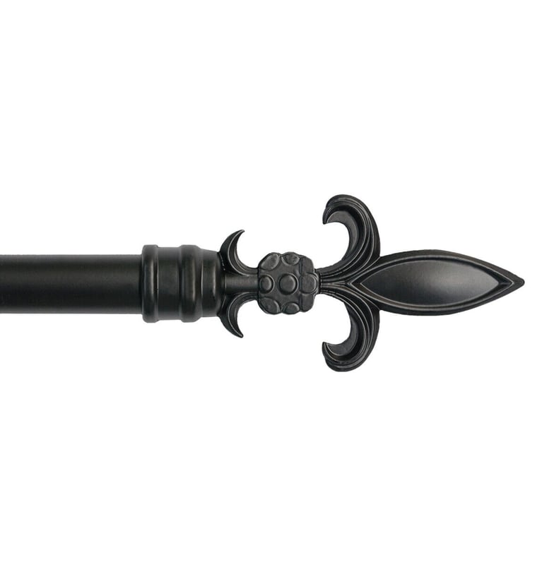 Karnisz Żelazko Rozsuwany Karnisz Kółka oszczep 120-210 Cm Czarny