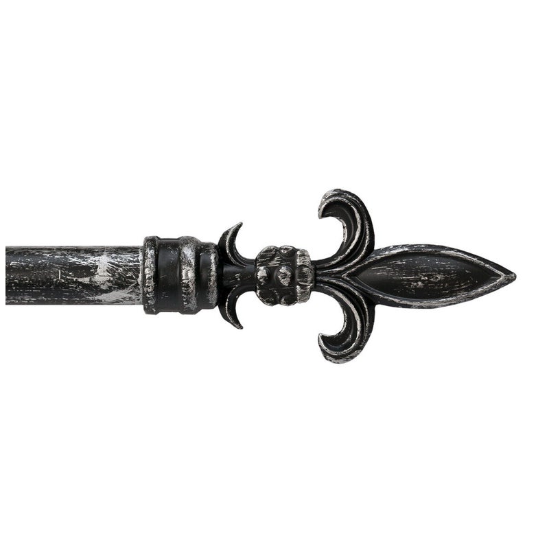 Karnisz Żelazko Rozsuwany Karnisz Kółka oszczep 120-210 Cm Czarno-srebrny