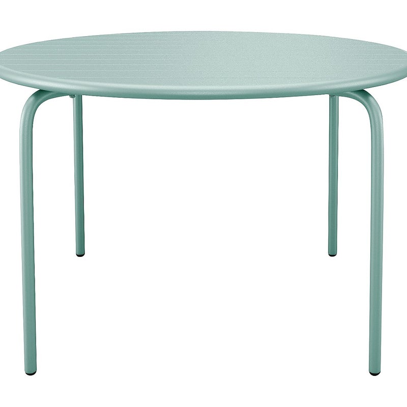 Stół ogrodowy okrągły o śr. 130 cm z metalu - Migdałowa zieleń - MIRMANDE marki MYLIA