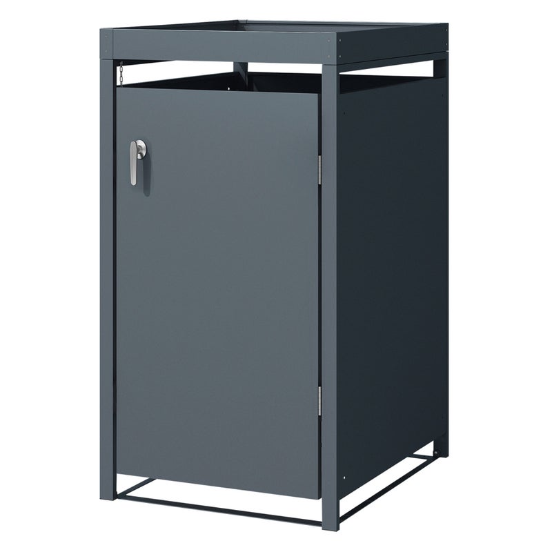 ML-Design pojemnik na śmieci z daszkiem na 1 pojemnik 240 L 68x80x124 cm antracyt stalowy odporny na warunki atmosferyczne zamykany z drzwiczkami