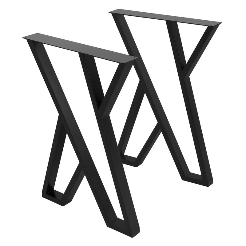 ML-Design 2 nogi do stołu 50xH71cm stal malowana proszkowo czarne w kształcie litery X industrialny design rama stołu biurka solidna konstrukcja