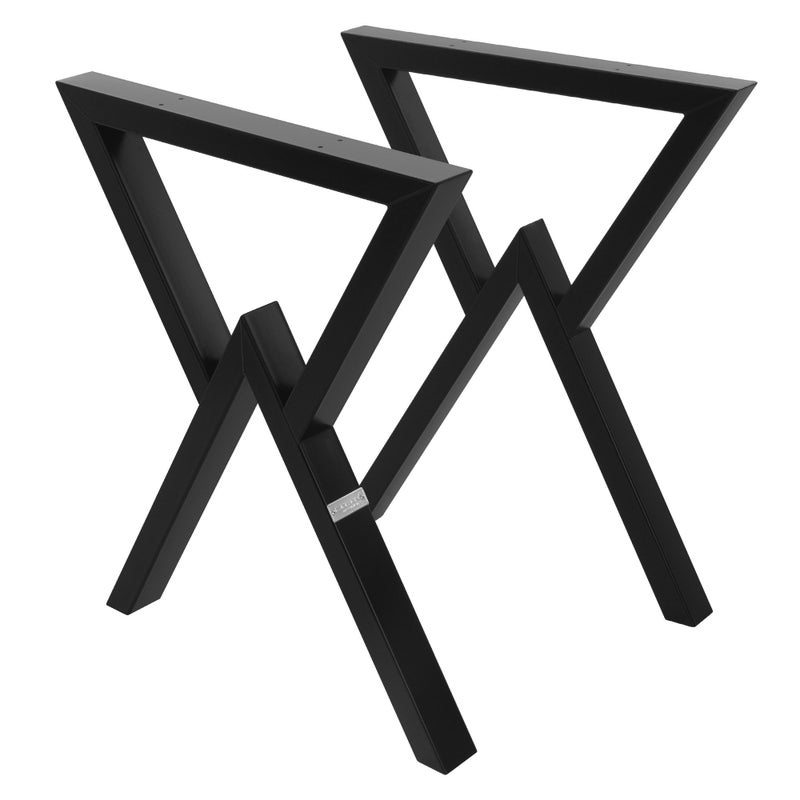 ML-Design 2 nogi do stołu 60xH72cm stal malowana proszkowo czarne w kształcie litery X industrialny design rama stołu biurka solidna konstrukcja