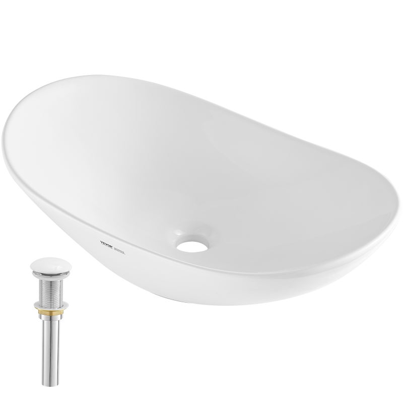 Nowoczesna umywalka ceramiczna Blat łazienkowy Umywalka owalna 592x361x158mm VEVOR