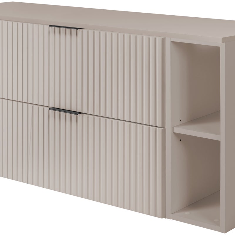 Szafka łazienkowa FLOW 120 cm kaszmir z regałami blat ryflowany front