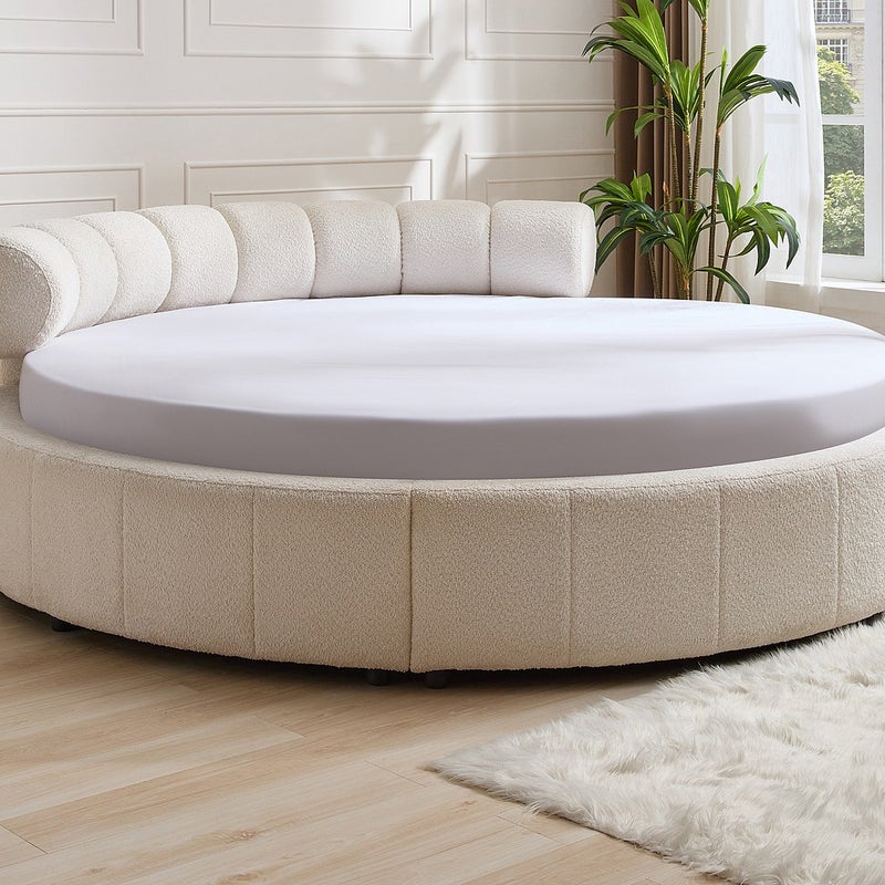 Łóżko okrągłe 220 x 220 cm - Bukla - Biały - ROGILA