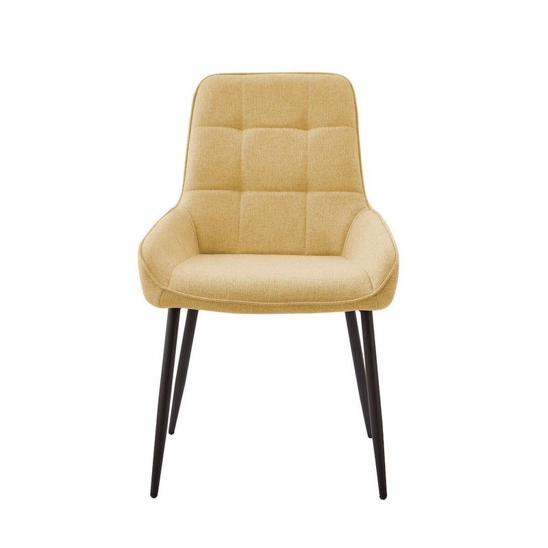 Pakiet 4 krzeseł tapicerowanych tkaniną musztardową, łatwym do czyszczenia, wzmocnione siedzenie wymiarów 54x55x88 cm