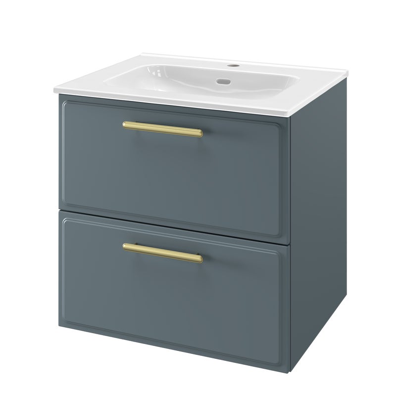 Zestaw szafka pod umywalkę z umywalką Pearl 2 szuflady 60 cm zielony Sensea