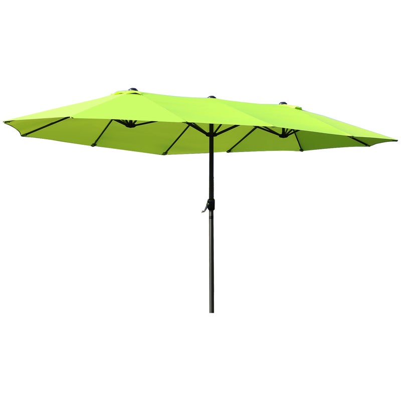 Outsunny 460 x 270 cm Owalny Parasol Ogrodowy z Korbą, Podwójny Parasol w Zielonym Kolorze na Patio i do Ogrodu