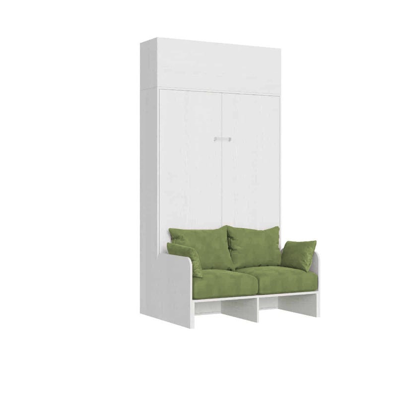 Kentaro 120 cm składane łóżko typu queen-size z sofą i białą, jesionową ścianką ścienną, zielone