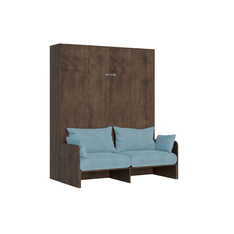 Kentaro 160 cm rozkładane łóżko podwójne z sofą orzechową, jasnoniebieski