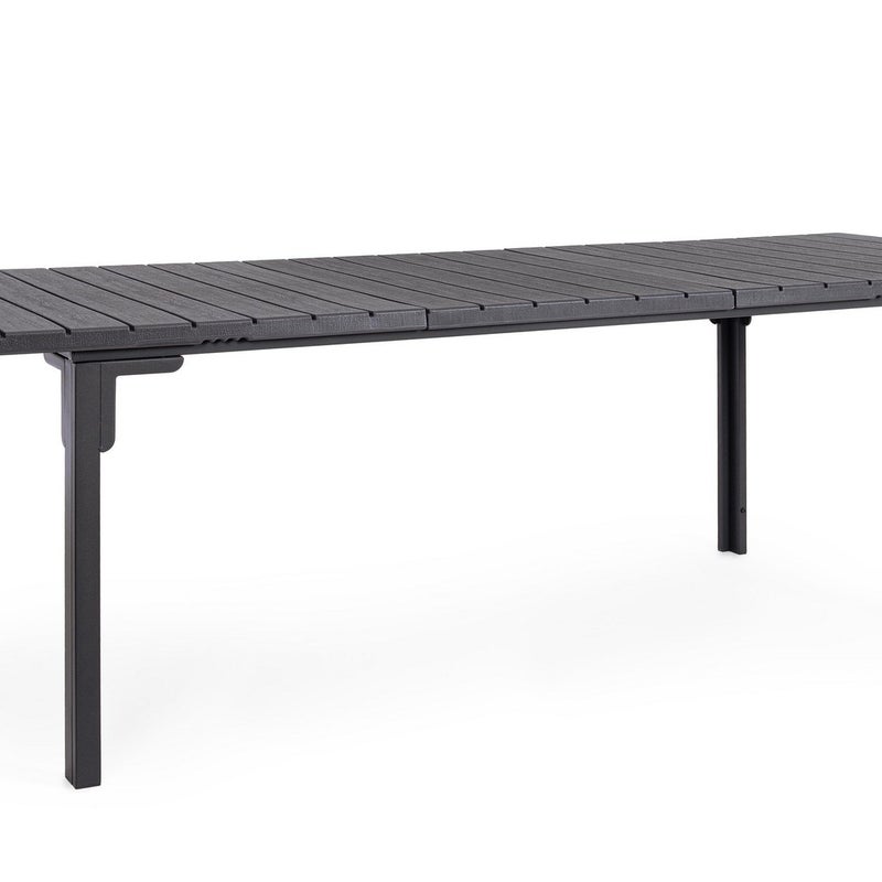 Stół stalowy z blatem HDPE z efektem słojów drewna, 180-240X90 Antracyt