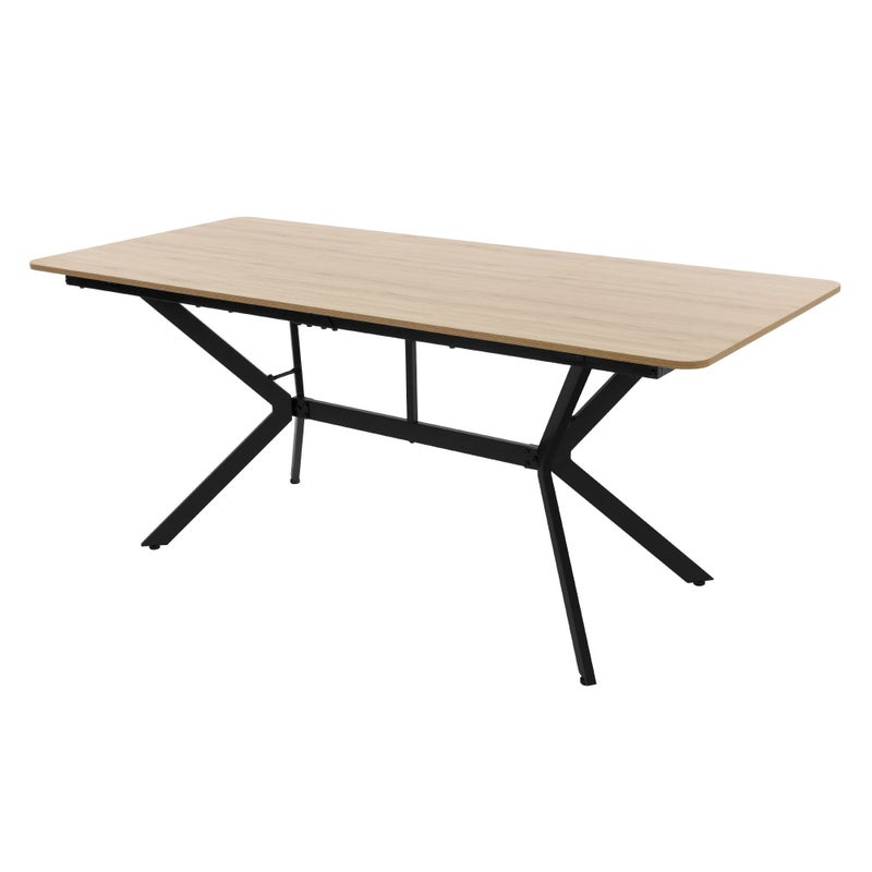 ML-Design stół do jadalni 180x80x75 cm prostokątny dla 6 osób jasnobrązowy industrialny kuchenny i salonowy solidny metalowa rama