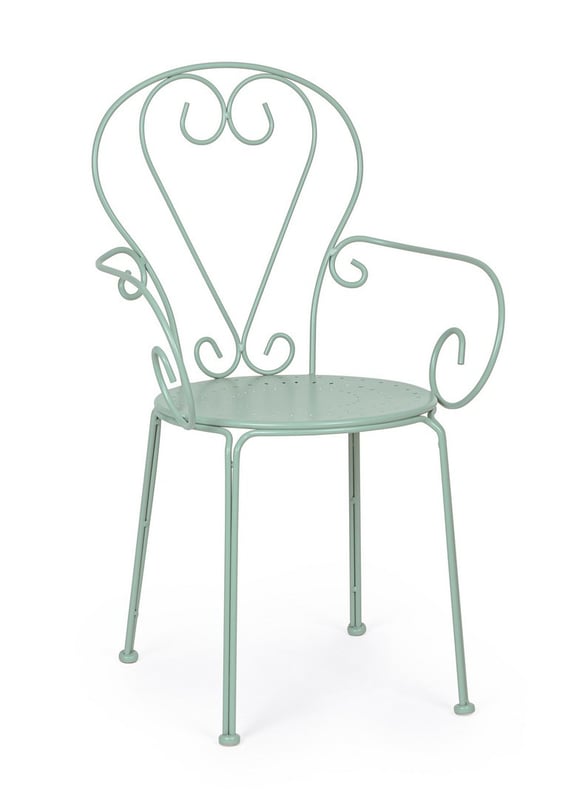 Zestaw 2 krzeseł ogrodowych ze stali lakierowanej elektroforetycznie, z podłokietnikami i matowym wykończeniem w kolorze jasnozielonym