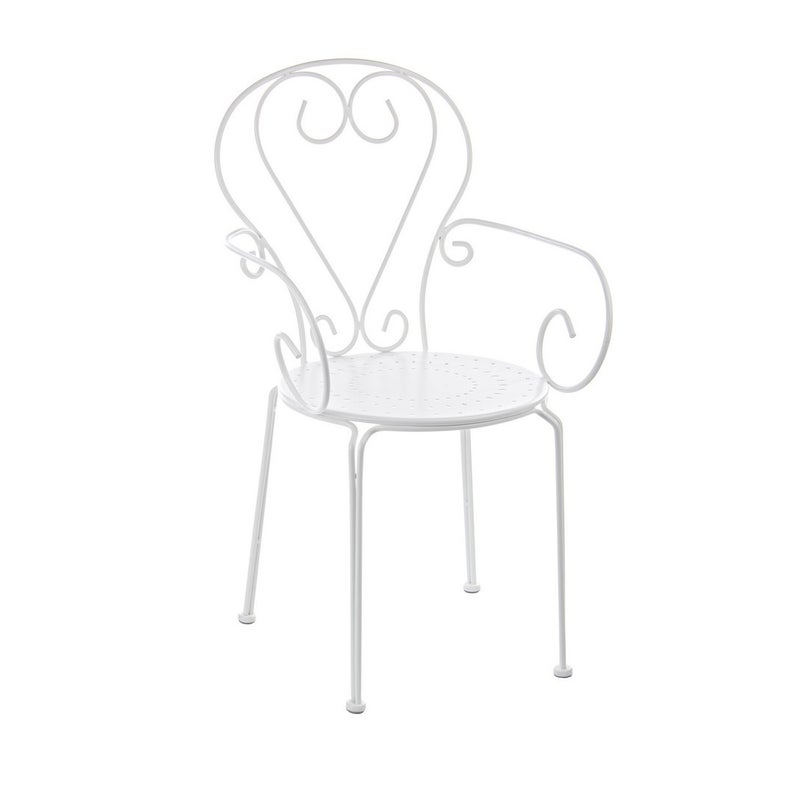 Zestaw 2 krzeseł ogrodowych ze stali lakierowanej elektroforetycznie, z podłokietnikami i matowym, białym wykończeniem